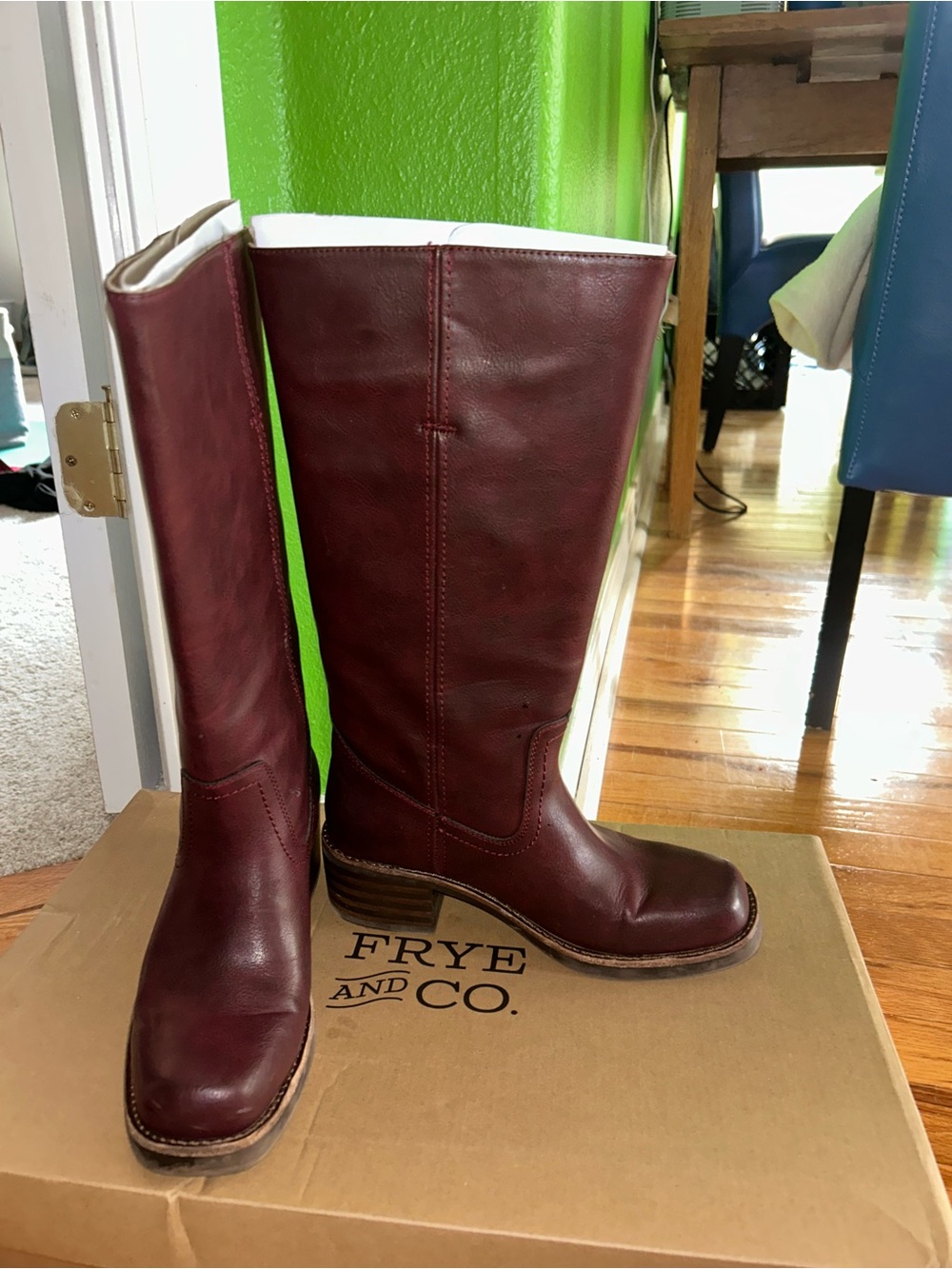 FRYE AND CO. Burgundy Leather Knee-High Boots